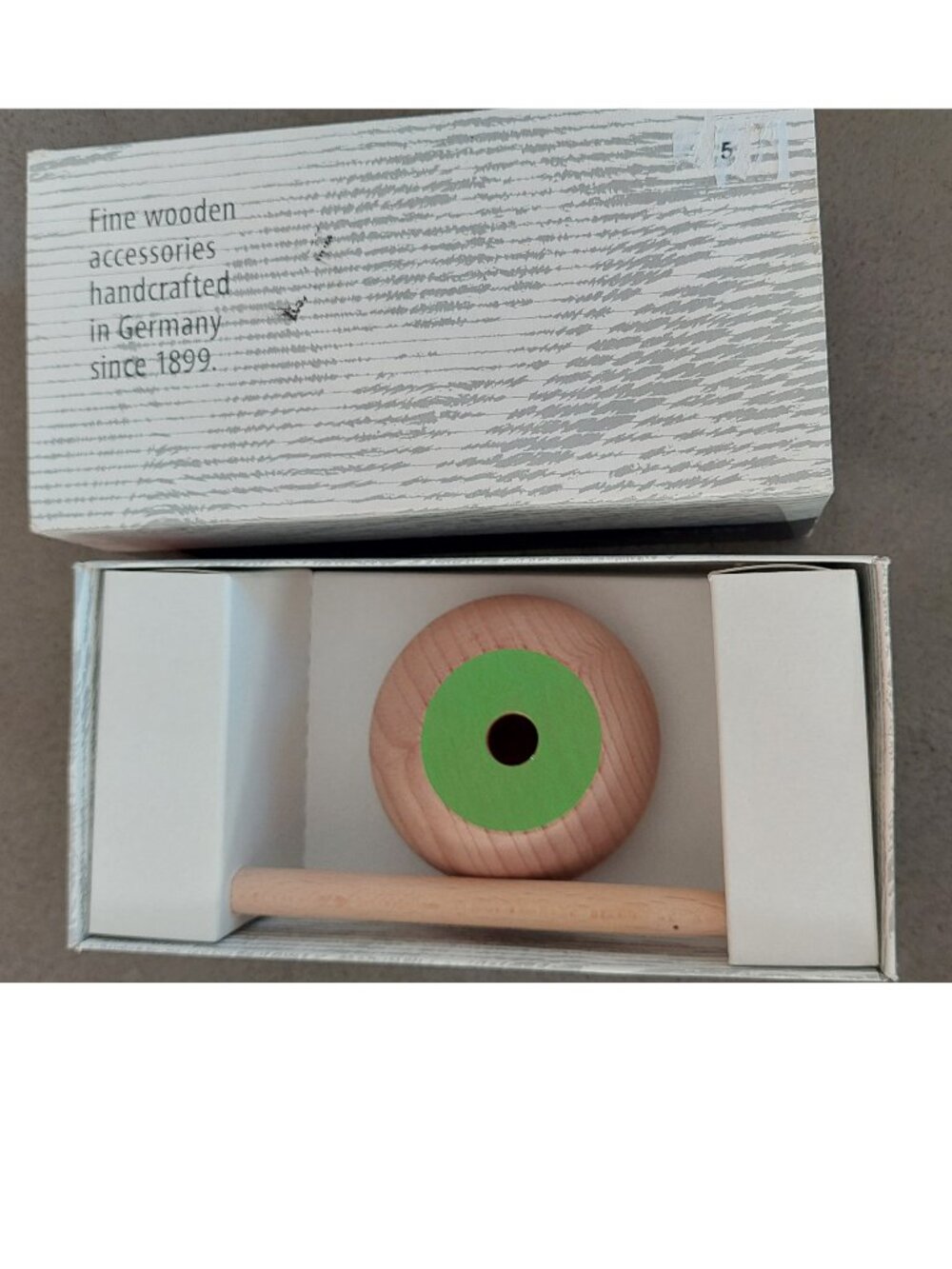 NEW in Box e+m Holzprodukte Germany Beech Wood Satellite Orb Refillable Pen & Ho
